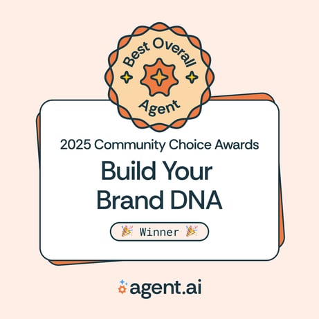 2025 Agent AI Awards showcasing Brand DNA as winner for best overall agent