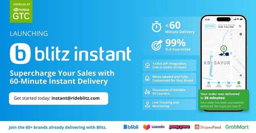Blitz Instant showcaseing less than 60 min delivery and 99% SLA guarantee