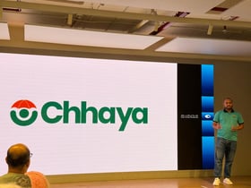 Shawon Shahriar, Chhaya’s founder, presenting on stage at Orbit 9 Demo Day in Dubai, with the Chhaya brand and event signage in the background