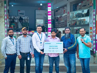 A group picture of Chhaya and Drutoloan team, introducing their Health Card for MSME customers bringing healthcare access and benefits directly into their financing experience.