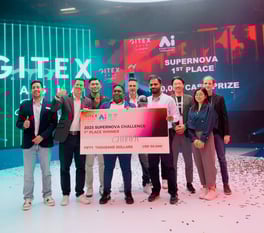 Chhaya team on stage winning the Supernova Challenge at GITEX Asia 2025
