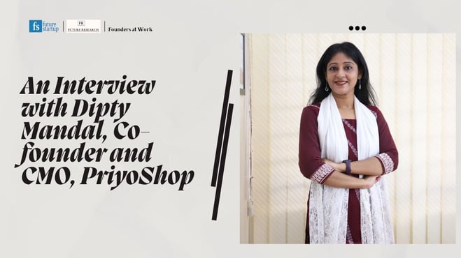 Promotional graphic for an interview titled 'An Interview with Dipty Mandal, Co-founder and CMO, PriyoShop.