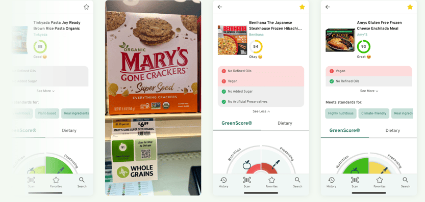 GreenChoice App example and shelf tags
