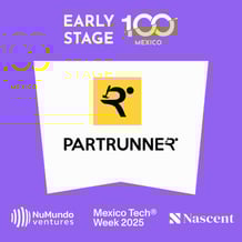 Banner showcasing Partrunner’s selection in the Mexico Tech Early Stage 100, with company logo and event details