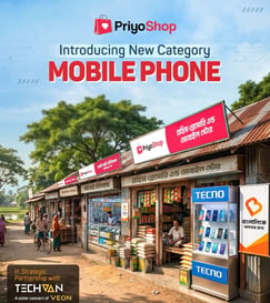 An annoucement by Priyoshop about the launch of their newest business category - smartphones - through a strategic partnership with TechVan.