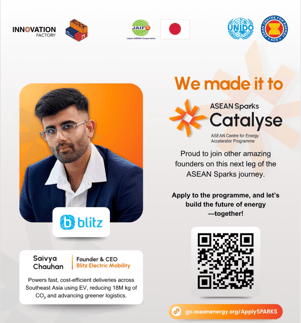 Blitz Electric selected as one of the Top 10 startups in ASEAN Sparks: Catalyse.