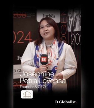 Josephine Lovensa, CEO and Founder of SECHA, being recognized as a member of D.Globalist’s Select 200 founders community.