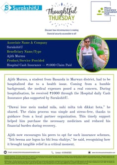 Snapshot of Surakshitu's spotlight by Microinsurance Innovation Hub for their impact.