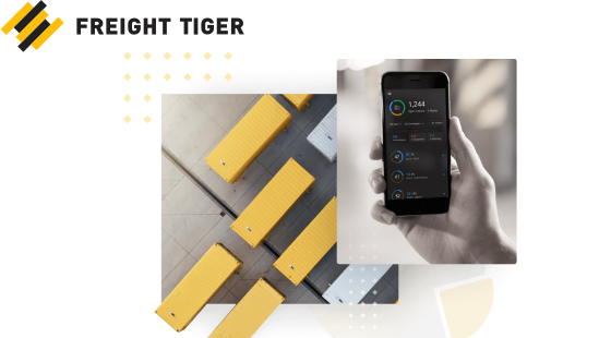 freight tiger banner showcasing its app dashboard and logo in background