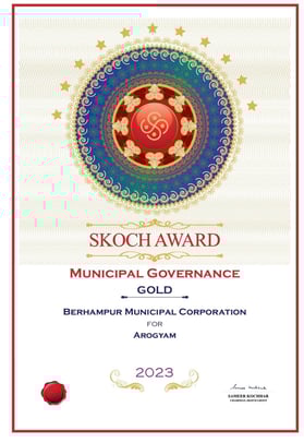 Berhampur Municipal Corporation awarded GOLD in Municipal Governance at the SKOCH Summit