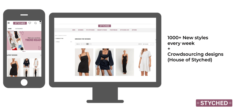 styched_mobile and desktop view of homepage